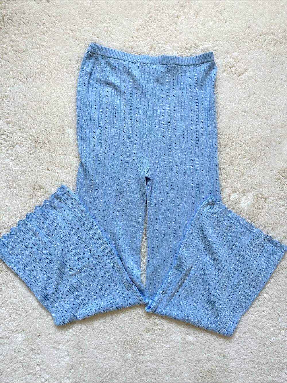 Pink Rose Light Blue Knit Pointelle Tank, Cardigan & Pants Set S - Picture 5 of 16